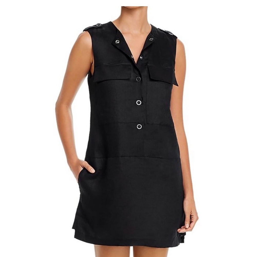 Equipment Black Jalil Linen Shirt Dress Sz XS